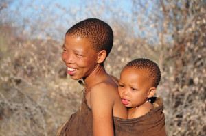 Khoisan mother with baby in a sling