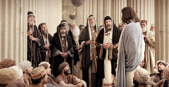 Pharisees and Sadducees in the temple